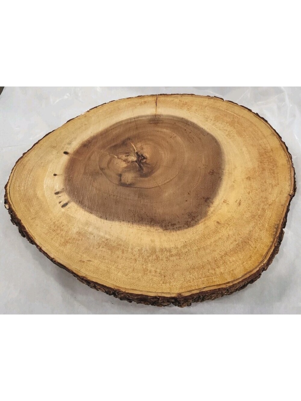 Wooden Serving Platter. Acacia Wood Slice Natural Tree Bark Edges. Rustic. Farm.